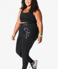 Terez Best Sellers Black Cheetah Foil UpLift Leggings