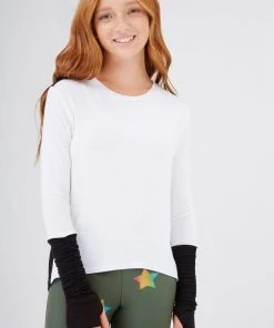 Terez Girls White & Black Ruched Sleeve