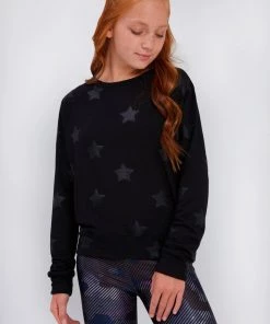 Terez Girls Black Star Foil Sweatshirt