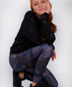 Terez Girls Purple Camo Stripe Leggings
