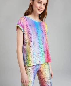 Terez Rainbow Haze Foil Balayage Bike Shorts
