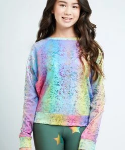 Terez Girls Rainbow Balayage Foil Sweatshirt