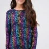 Terez Girls Navy Rainbow Haze Foil Baseball Tee