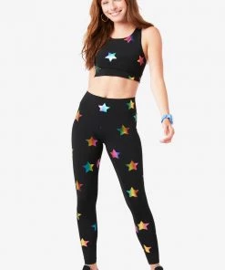 Terez Black Rainbow Star Foil UpLift Leggings