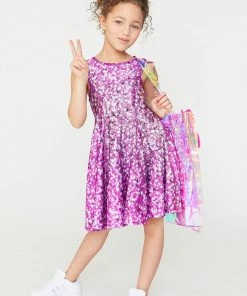 Terez Girls Pink Confetti Stars Skater Dress