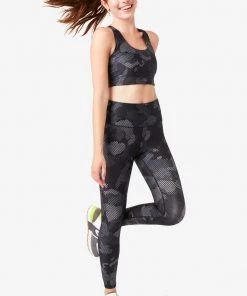 Terez Charcoal Camo Stripe Hi-Shine Leggings