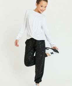 Terez Girls Black Cheetah Foil Jogger