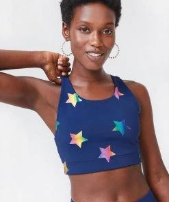 Terez Navy Rainbow Star Foil UpLift Sports Bra