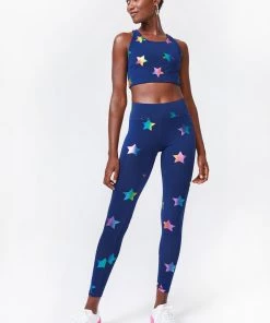 Terez Best Sellers Navy Rainbow Star Foil UpLift Leggings