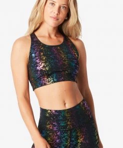 Terez Bras & Tops Black Rainbow Foil Haze UpLift Sports Bra