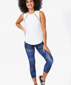 Terez Navy Camo Stripe Hi-Shine Capris