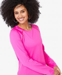 Terez Pink WorkIt Long Sleeve Tee Bras & Tops