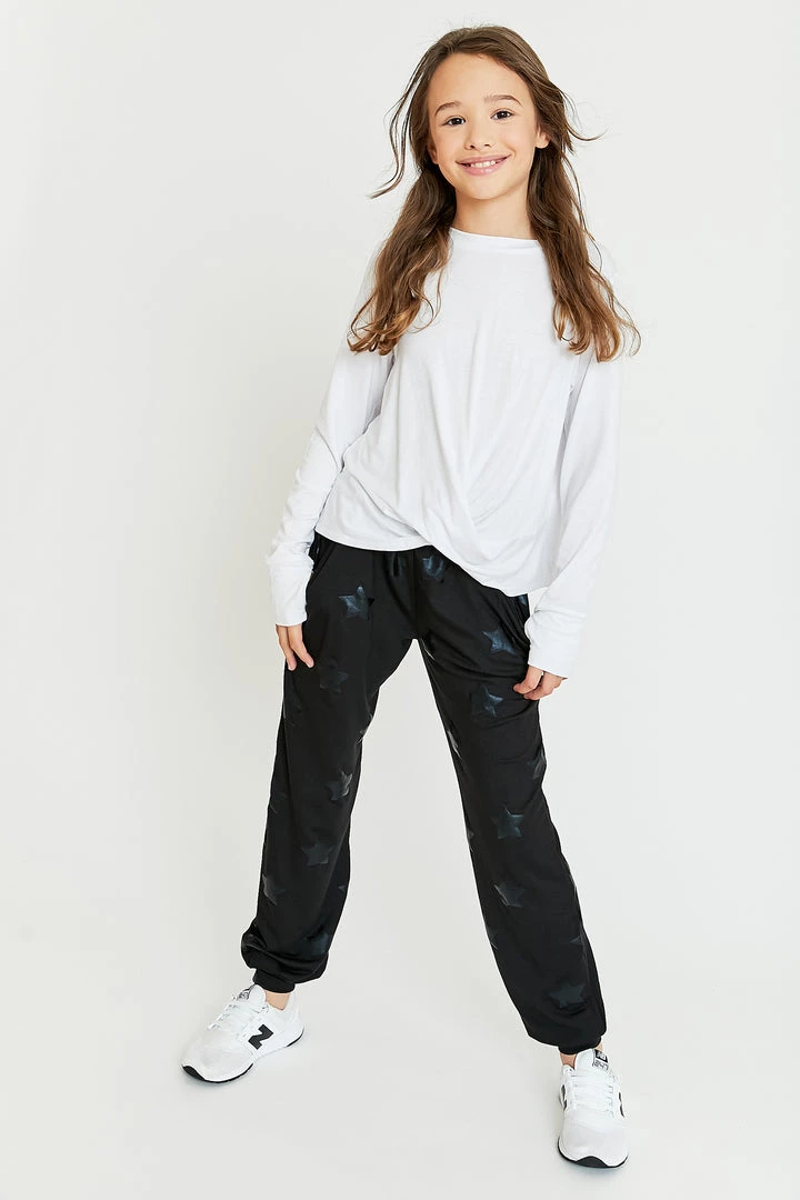 Terez Girls Black Star Foil Lightweight Jogger 2 Terez Girls Black Star Foil Lightweight Jogger