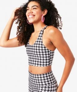 Terez Houndstooth Hi-Shine Sports Bra