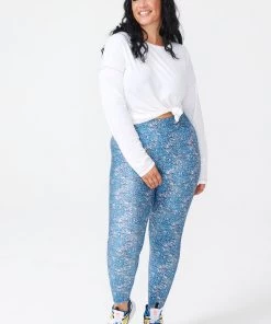 Terez Blue Glitter Hi-Shine Leggings