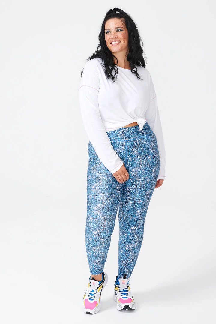 Terez Blue Glitter Hi-Shine Leggings 2 Terez Blue Glitter Hi-Shine Leggings