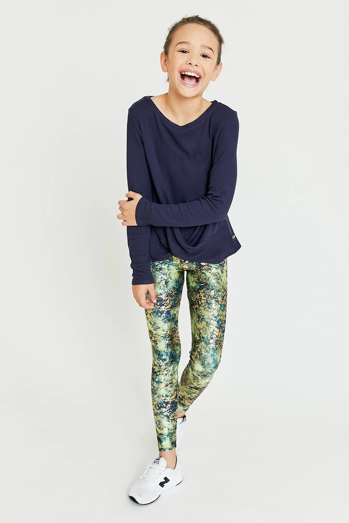 Terez Girls Canopy Gold Haze Foil Balayage Leggings 1 Terez Girls Canopy Gold Haze Foil Balayage Leggings