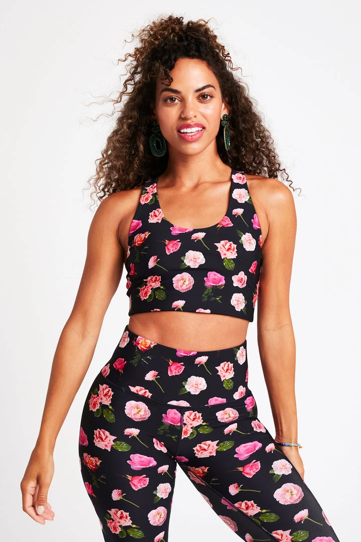 Terez Florals Pink Floral DuoKnit Sports Bra 1 Terez Florals Pink Floral DuoKnit Sports Bra