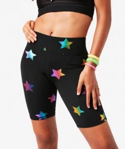 Terez Black Rainbow Star Foil UpLift Bike Shorts Best Sellers