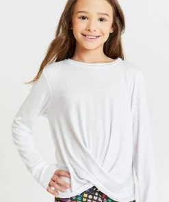 Terez Girls Twist Front Long Sleeve In White