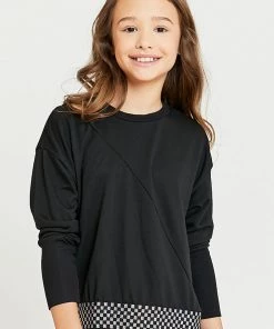 Terez Girls Shimmer Trim Checkmate Sweatshirt