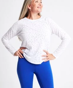 Terez Bras & Tops White Burnout Cheetah Long Sleeve Tee