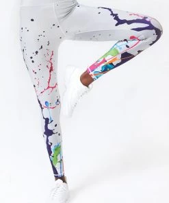Terez Dove Gray Sound Splatter DuoKnit Leggings
