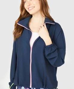 Terez Bras & Tops Navy Neon Streak RipStop Windbreaker