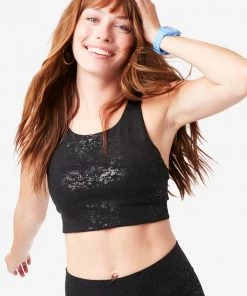 Terez Black Tonal Foil Haze UpLift Sports Bra Bras & Tops