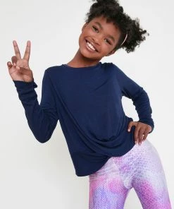 Terez Girls Twist Front Long Sleeve In Navy