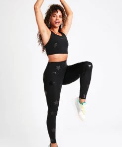 Terez Black Tonal Star Foil UpLift Leggings