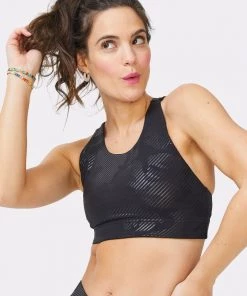 Terez Black Tonal Camo Foil UpLift Sports Bra