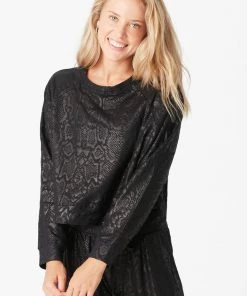 Terez Bras & Tops Obsidian Snakeskin Foil French Terry Sweatshirt
