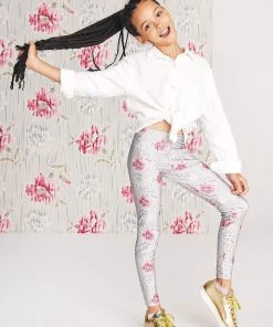 Terez X Black Iris Girls Tossed Carnation Leggings