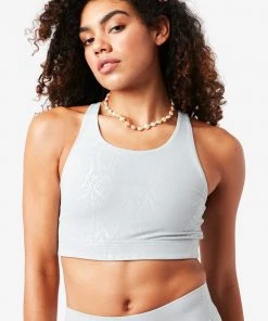 Terez Dove Gray Snakeskin Foil UpLift Sports Bra