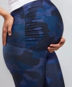 Terez Navy Camo Stripe Hi-Shine Bump Squad Leggings