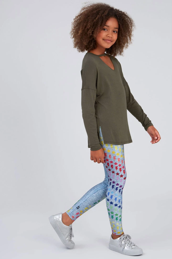 Terez Girls Army Green V Long Sleeve 2 Terez Girls Army Green V Long Sleeve