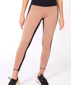 Terez TLC Shop Jet Black And Camel Colorblock TLC Leggings