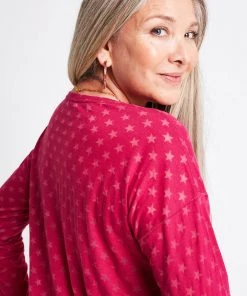 Terez Black Raspberry Burnout Star Long Sleeve Tee Bras & Tops