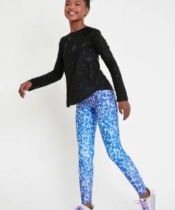 Terez Girls Blue Glitter Star Leggings