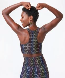 Terez Black Rainbow Sound Waves Hi-Shine Bra Bras & Tops