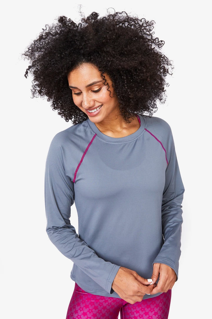 Terez Charcoal WorkIt Long Sleeve Tee Bras & Tops 2 Terez Charcoal WorkIt Long Sleeve Tee Bras & Tops