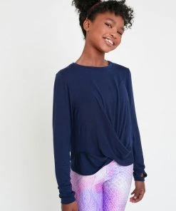 Terez Girls Twist Front Long Sleeve In Navy