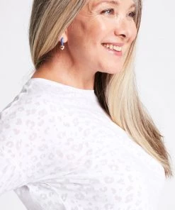 Terez Bras & Tops White Burnout Cheetah Long Sleeve Tee