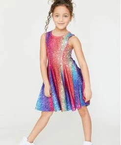 Terez Girls Rainbow Glitter Skater Dress