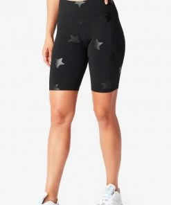 Terez Black Tonal Star Foil UpLift Bike Shorts