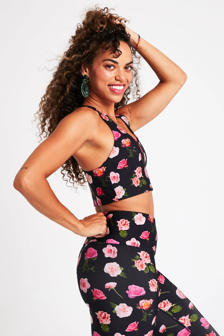 Terez Florals Pink Floral DuoKnit Sports Bra 2 Terez Florals Pink Floral DuoKnit Sports Bra