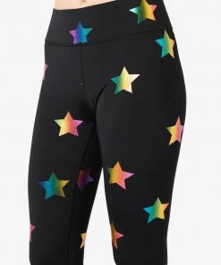 Terez Black Rainbow Star Foil UpLift Leggings