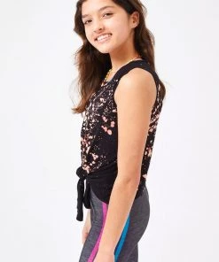 Terez X THEME Girls Black Tie Front Tank