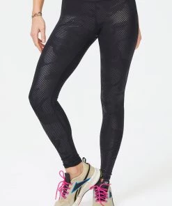 Terez Best Sellers Black Tonal Camo Foil UpLift Leggings